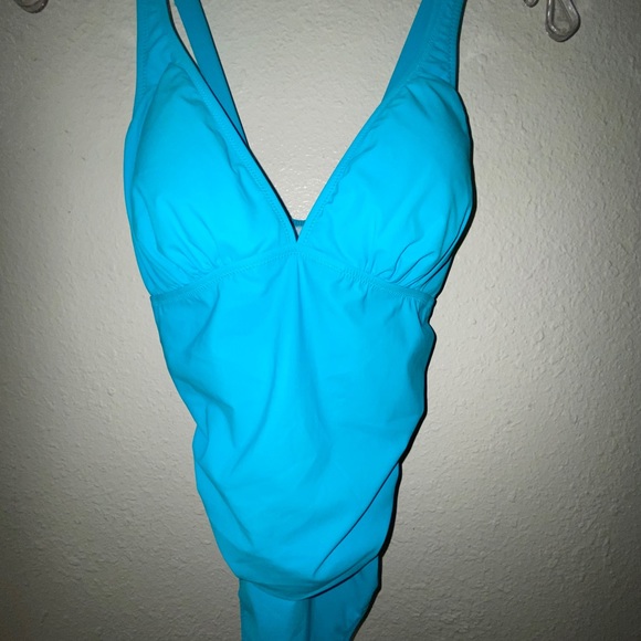 Profile by Gottex Womens Convertible V-Neck Swimsuit Tutti Frutti Aqua 10 New - Picture 7 of 10